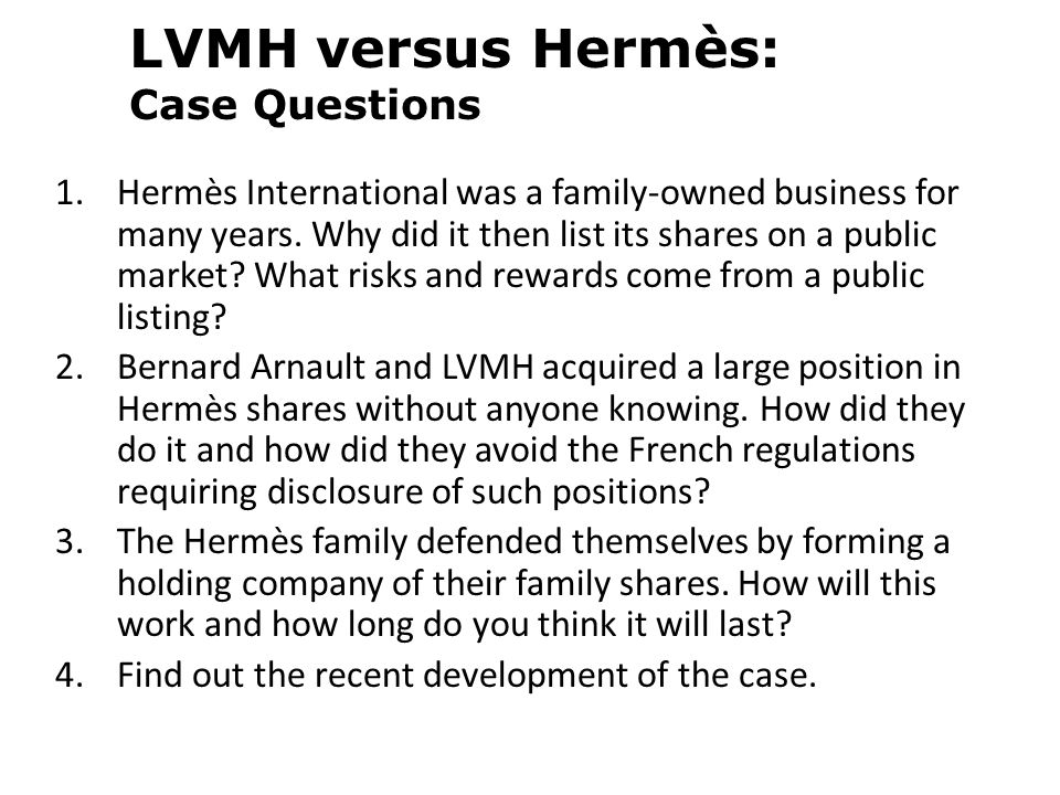Case 2: Luxury Wars – LVMH versus Hermès - ppt download
