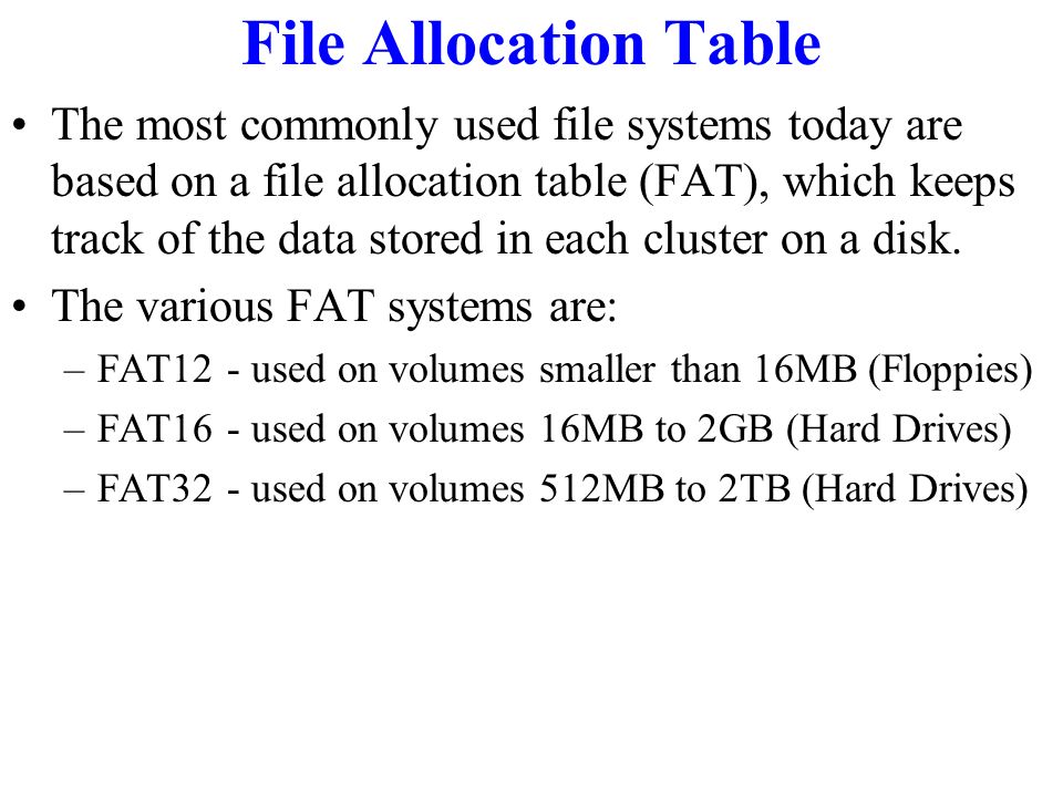 FAT File Allocation Table - ppt video online download