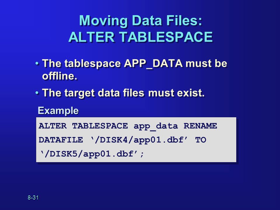 Alter Tablespace Rename Datafile Alter Tablespace Rename Datafile