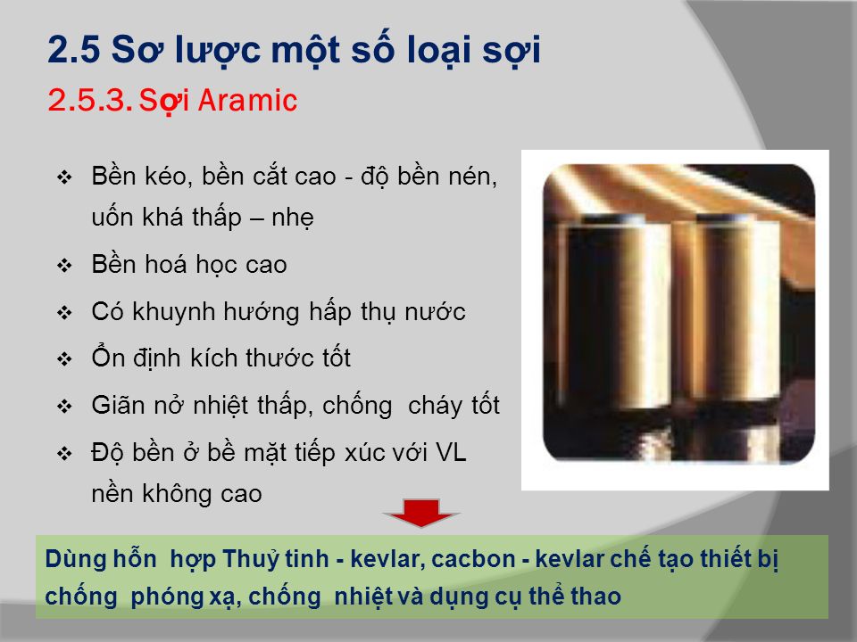 2.5 Sơ lược một số loại sợi Sợi Aramic