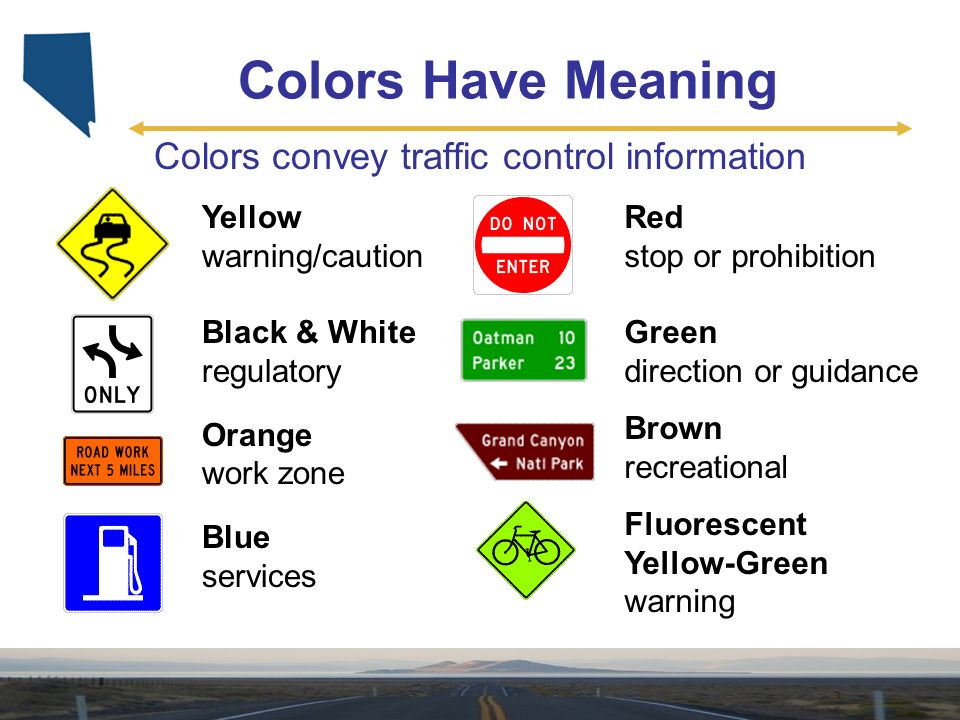 Colors convey traffic control information