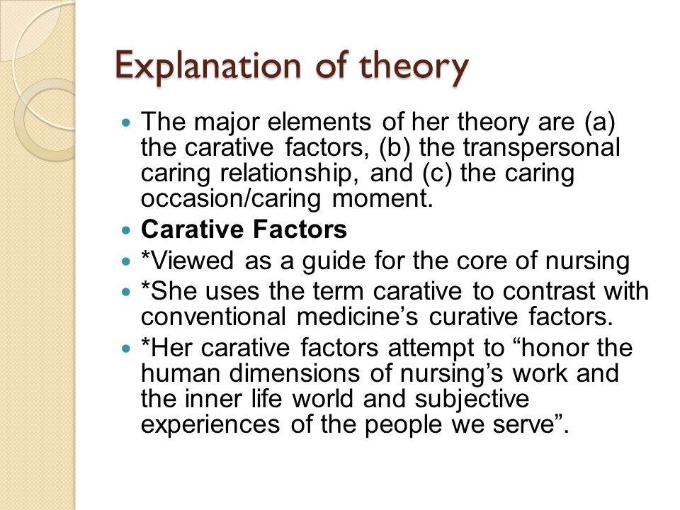 CARING AND CARATIVE ELEMENTS