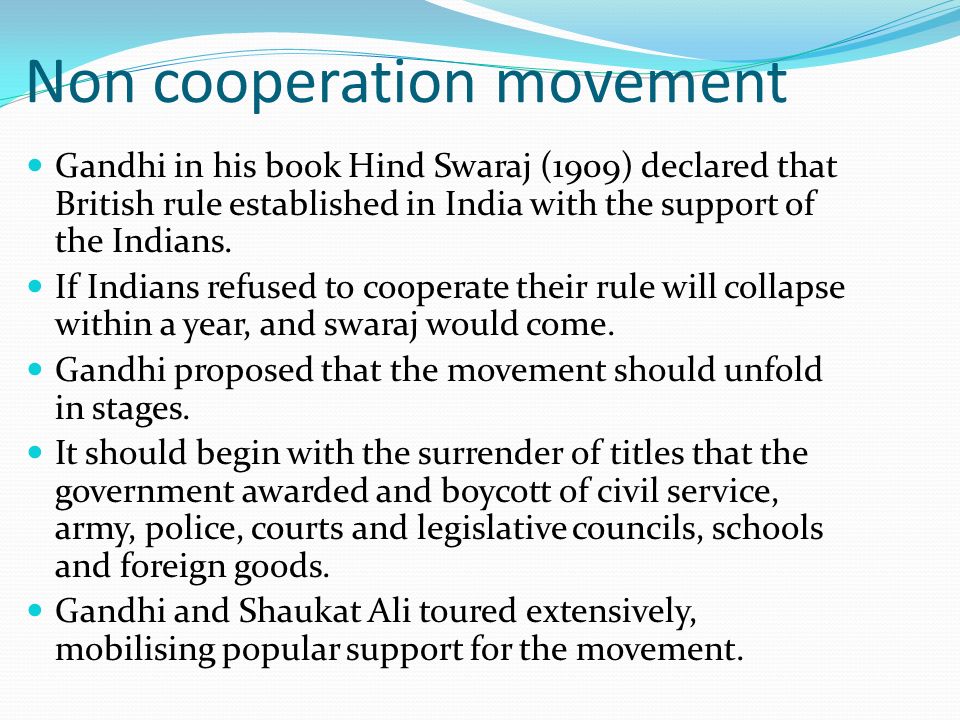 features of non cooperation movement