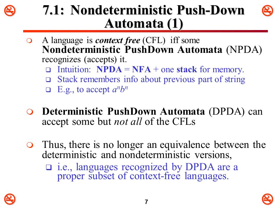 Chapter 7 Pushdown Automata - ppt video online download