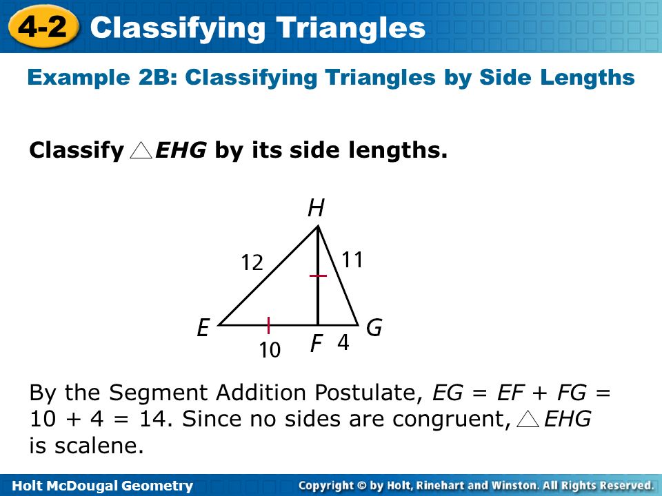 Example 2B: Classifying Triangles by Side Lengths