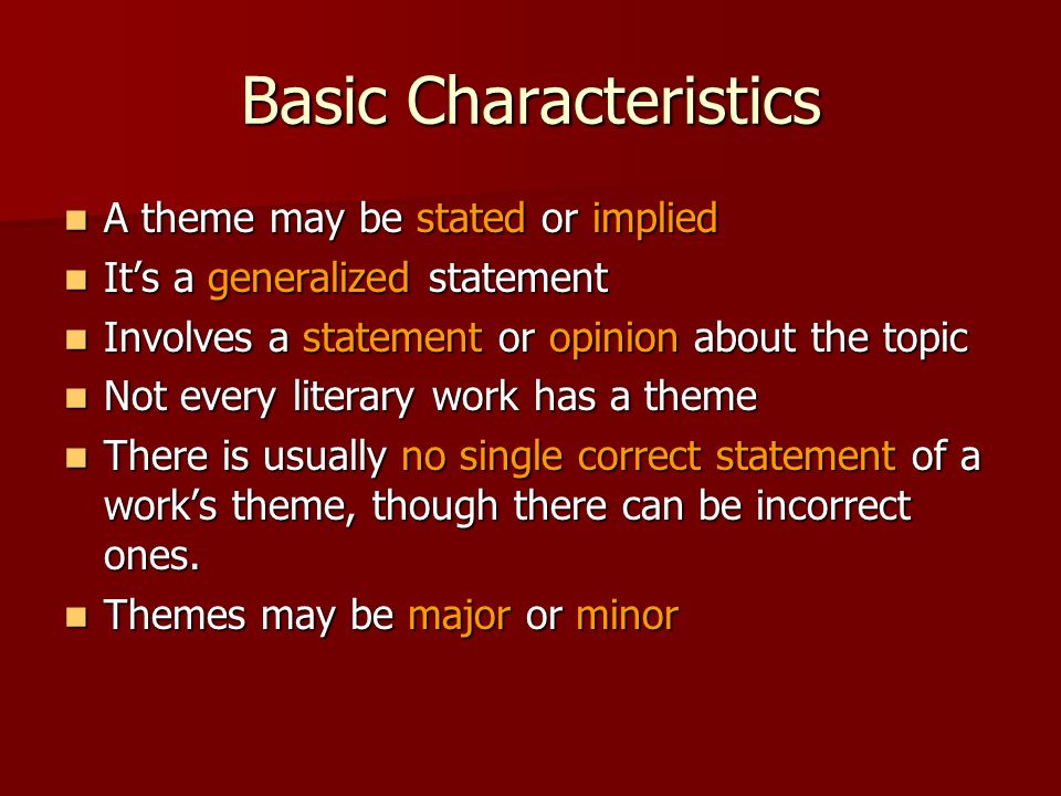 Basic Characteristics