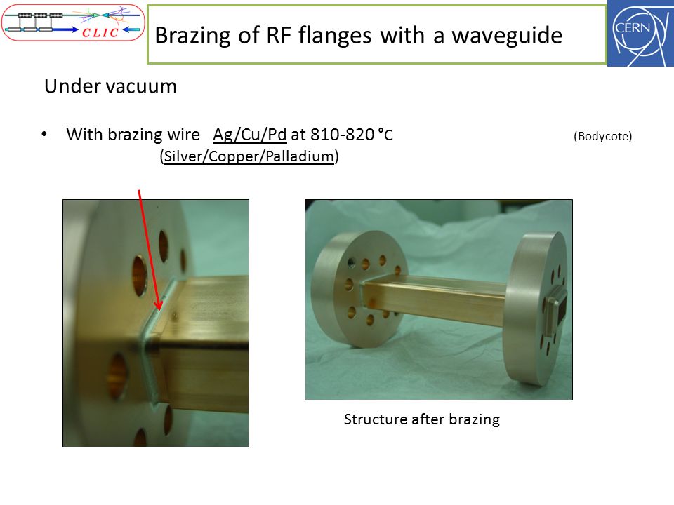 Brazing of RF flanges with a waveguide