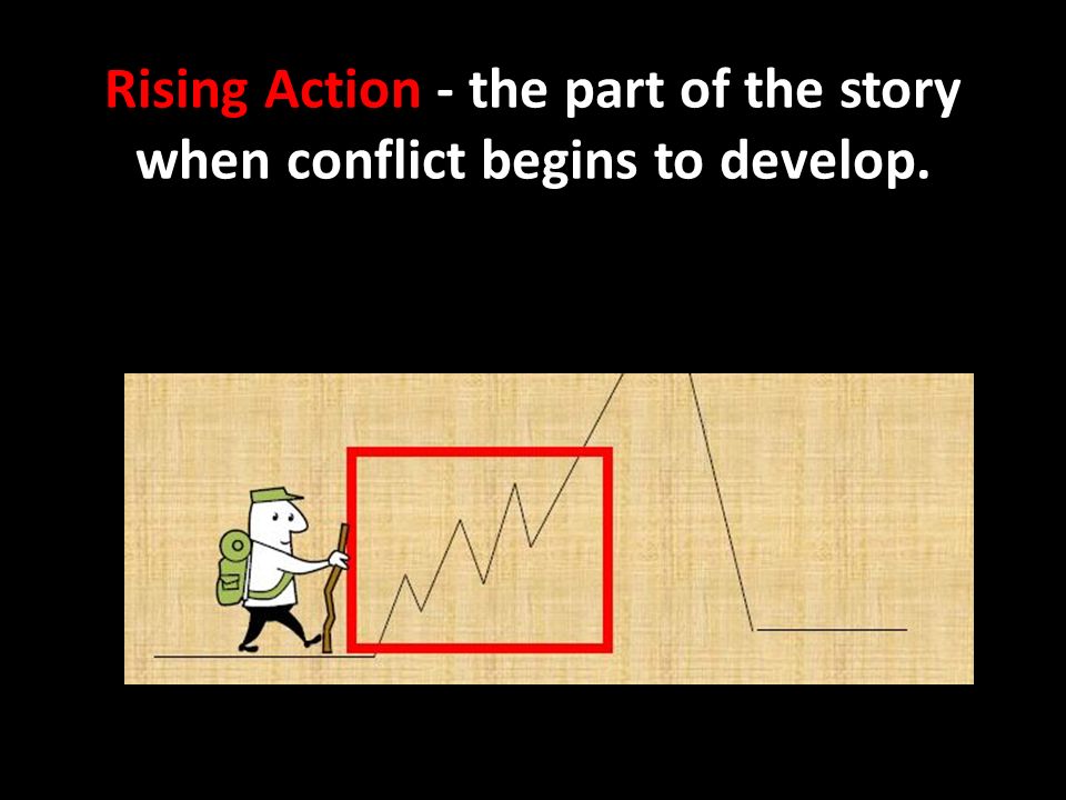 Rising Action - the part of the story when conflict begins to develop.