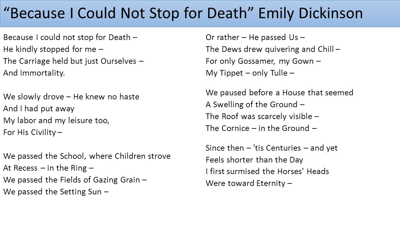 stop for death emily dickinson