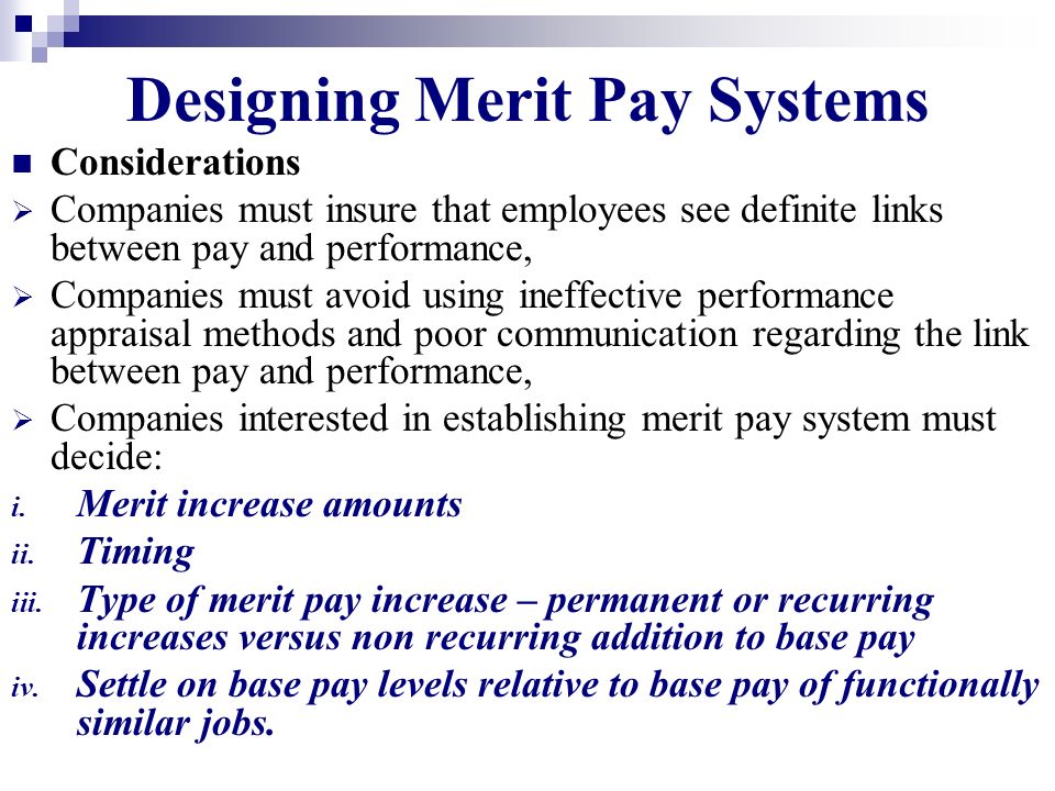Designing Merit Pay Systems