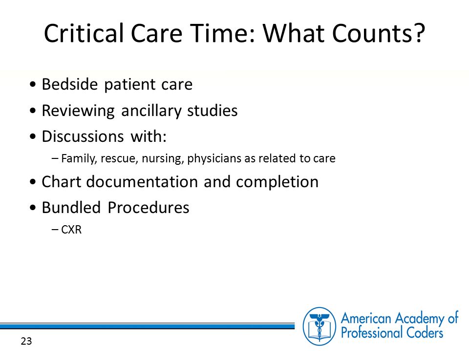 Critical Care Time Chart
