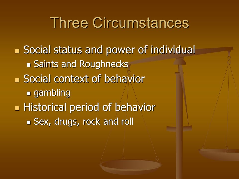 Three Circumstances Social status and power of individual