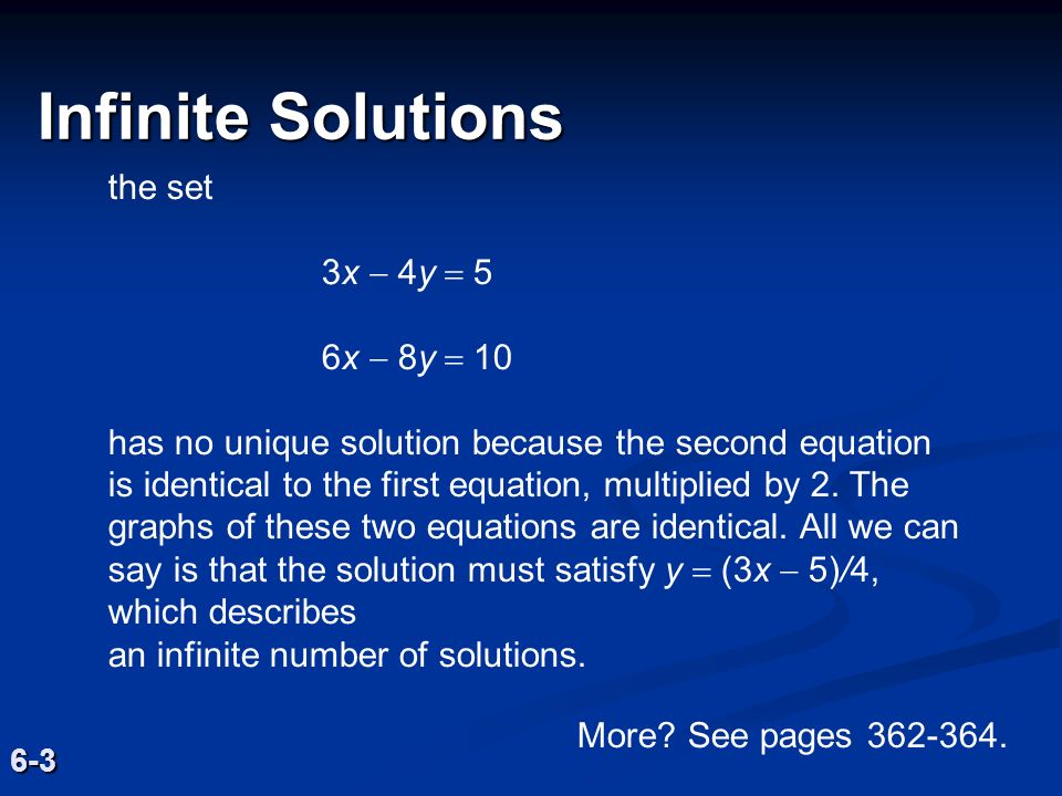 Infinite Solutions the set 3x 4y 5 6x 8y 10