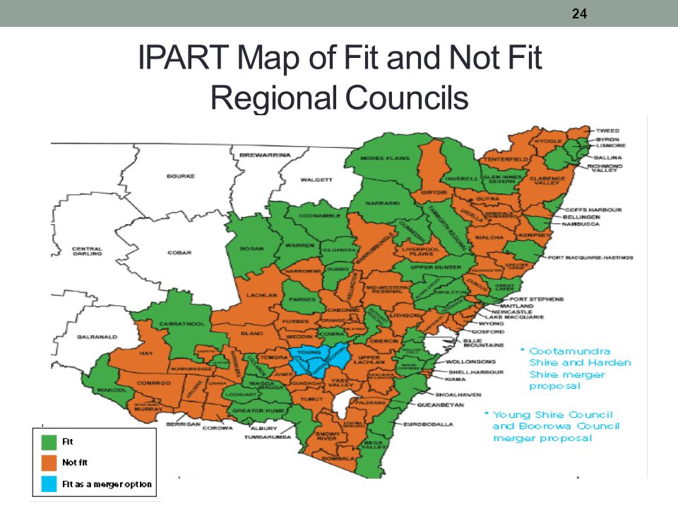 IPART Map of Fit and Not Fit Regional Councils