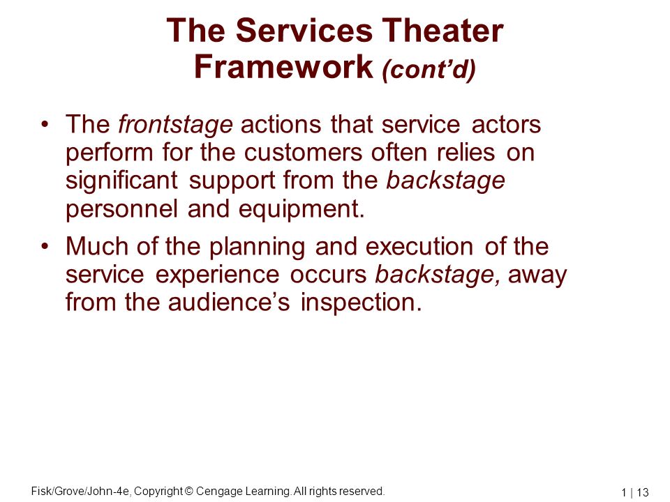 The Services Theater Framework (cont’d)