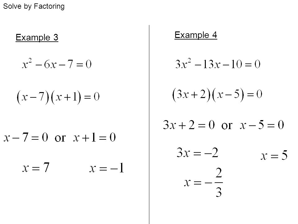 Solve by Factoring Example 4 Example 3