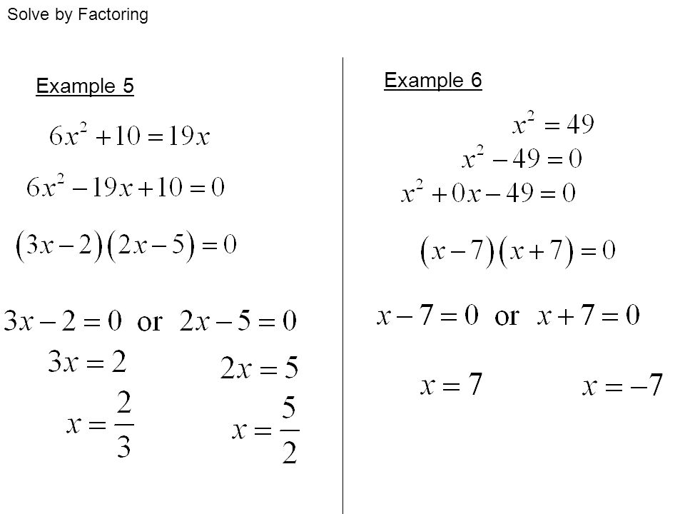 Solve by Factoring Example 6 Example 5