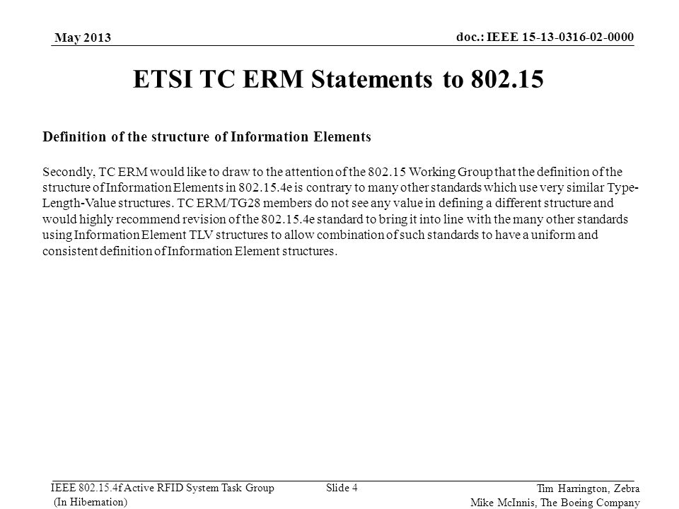 ETSI TC ERM Statements to