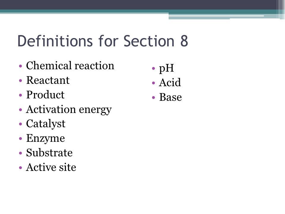 Definitions for Section 8