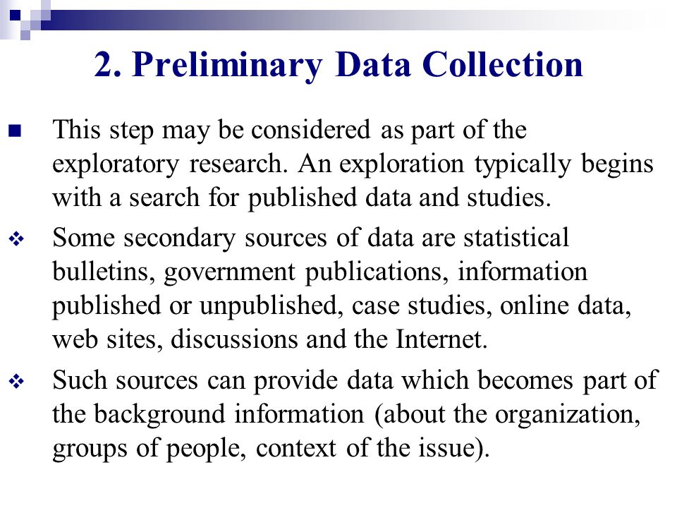 2. Preliminary Data Collection