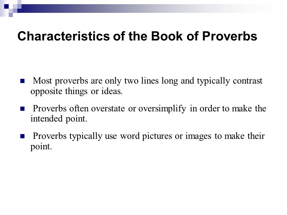 what are the characteristics of proverbs