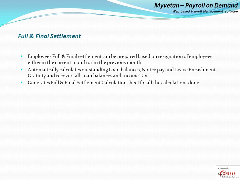 Full & Final Settlement