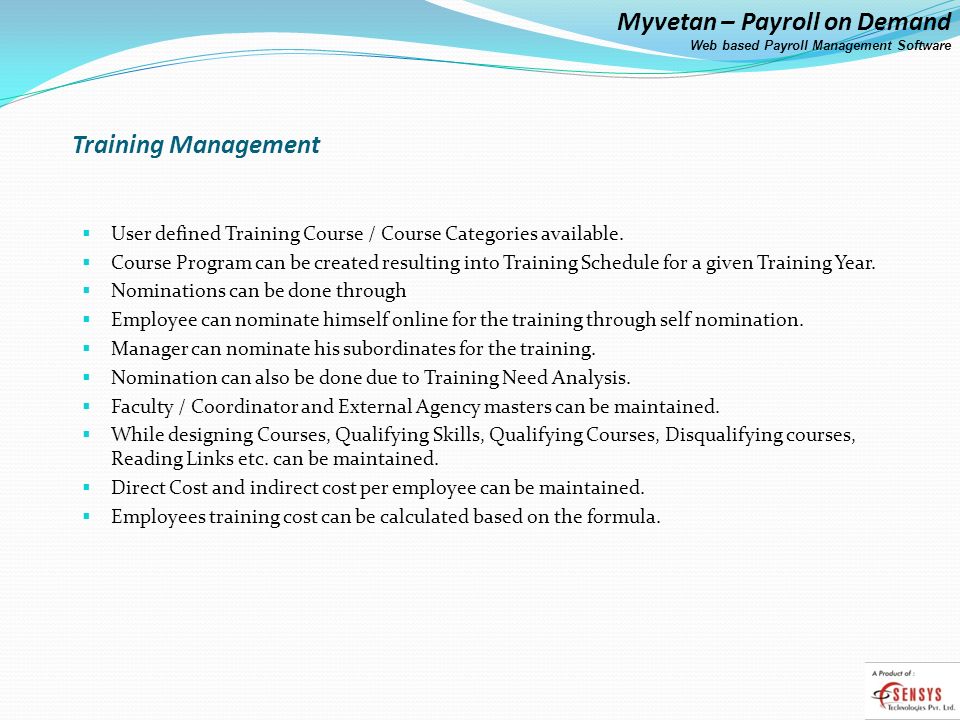 Training Management User defined Training Course / Course Categories available.
