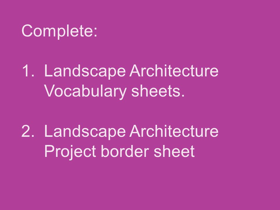 Landscape Architecture Vocabulary