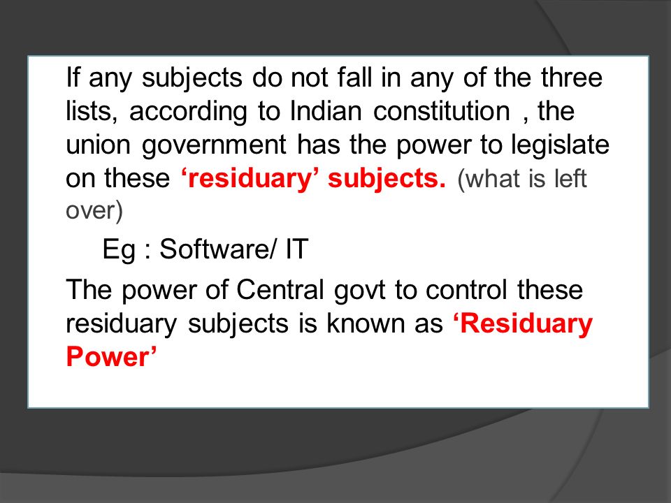 residuary subjects definition