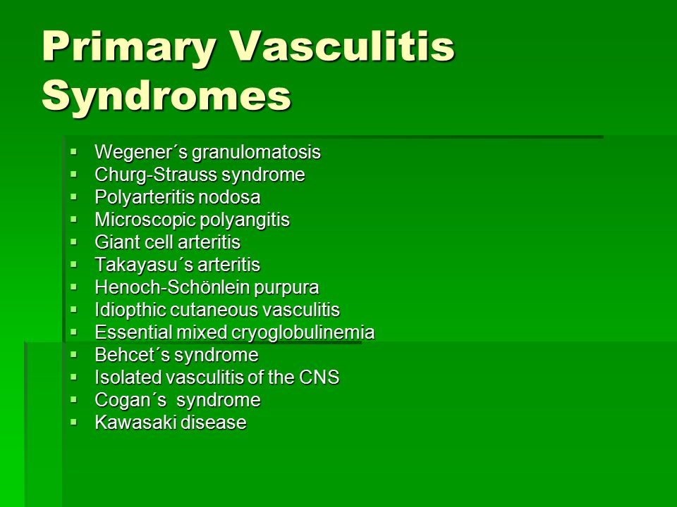 Primary Vasculitis Syndromes