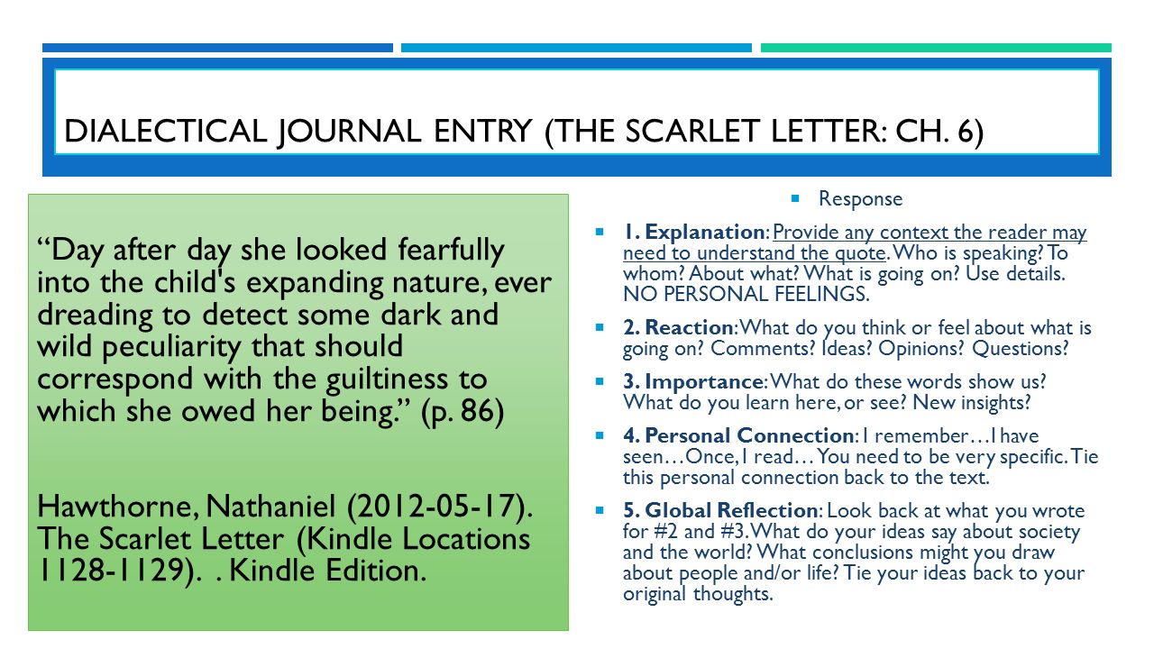 scarlet letter dialectical journal