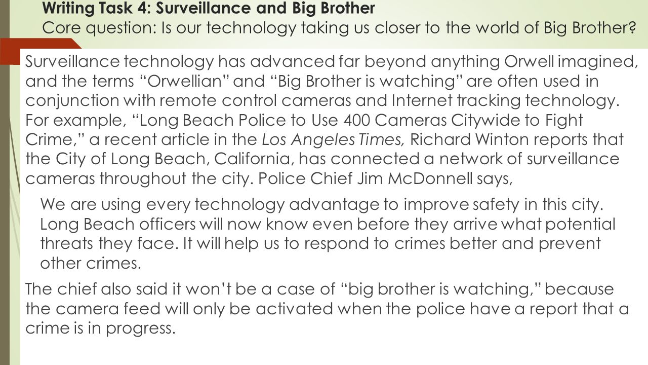 writing task 4 surveillance and big brother