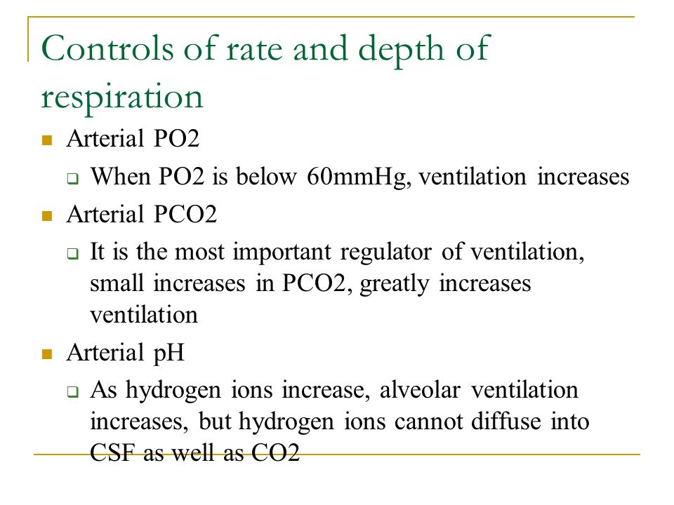 Controls of rate and depth of respiration