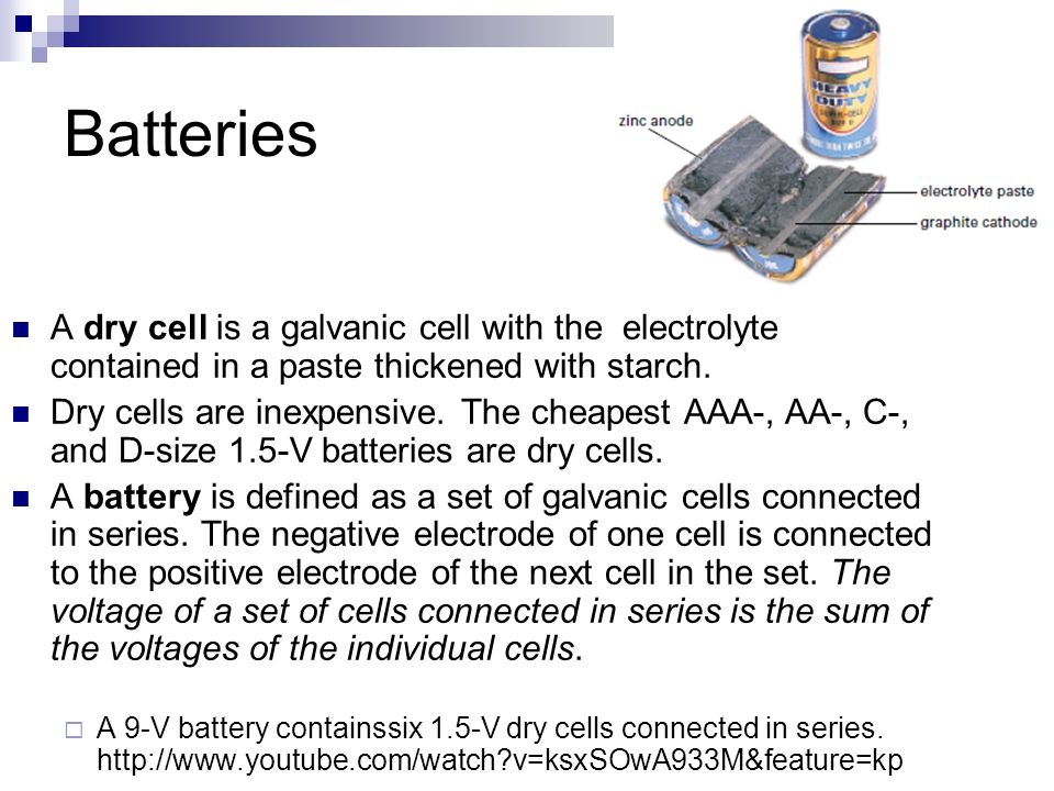 Electrochemistry Cells and Batteries. - ppt video online download
