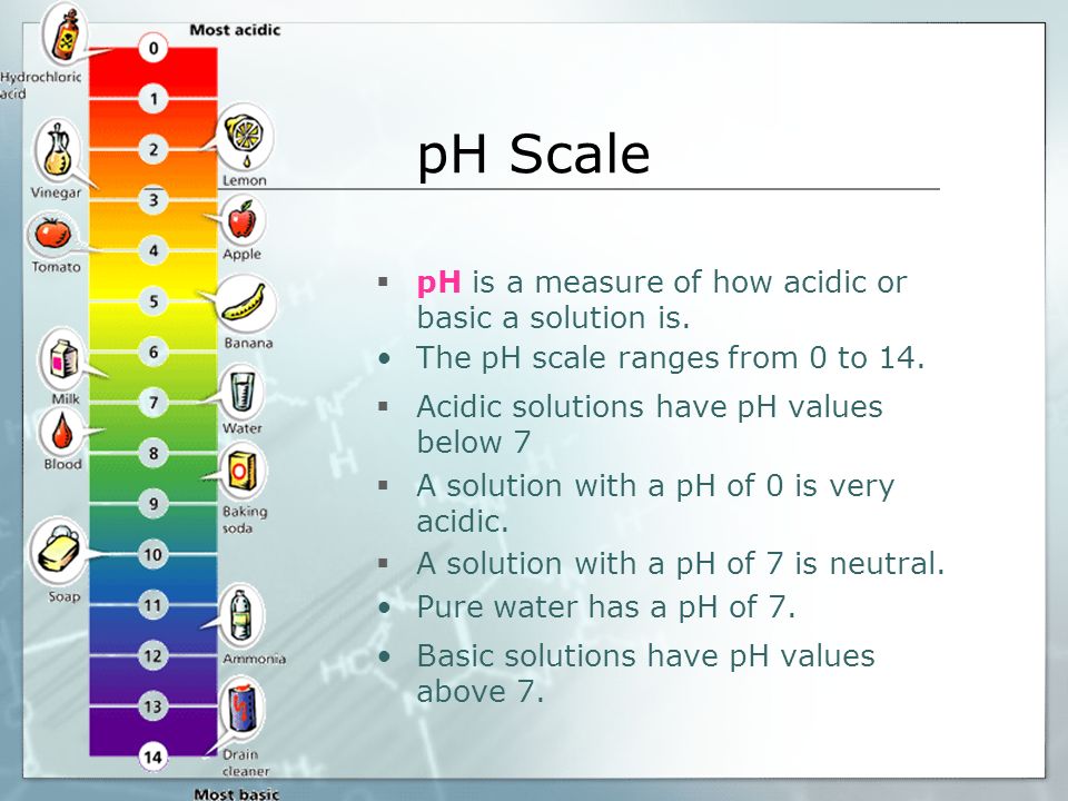 pH Scale pH is a measure of how acidic or basic a solution is.