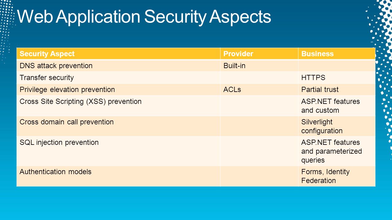 Web Application Security Aspects