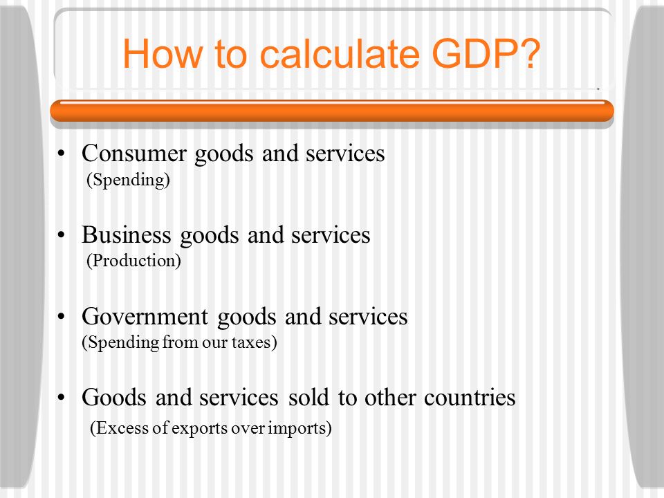 How to calculate GDP Consumer goods and services (Spending)