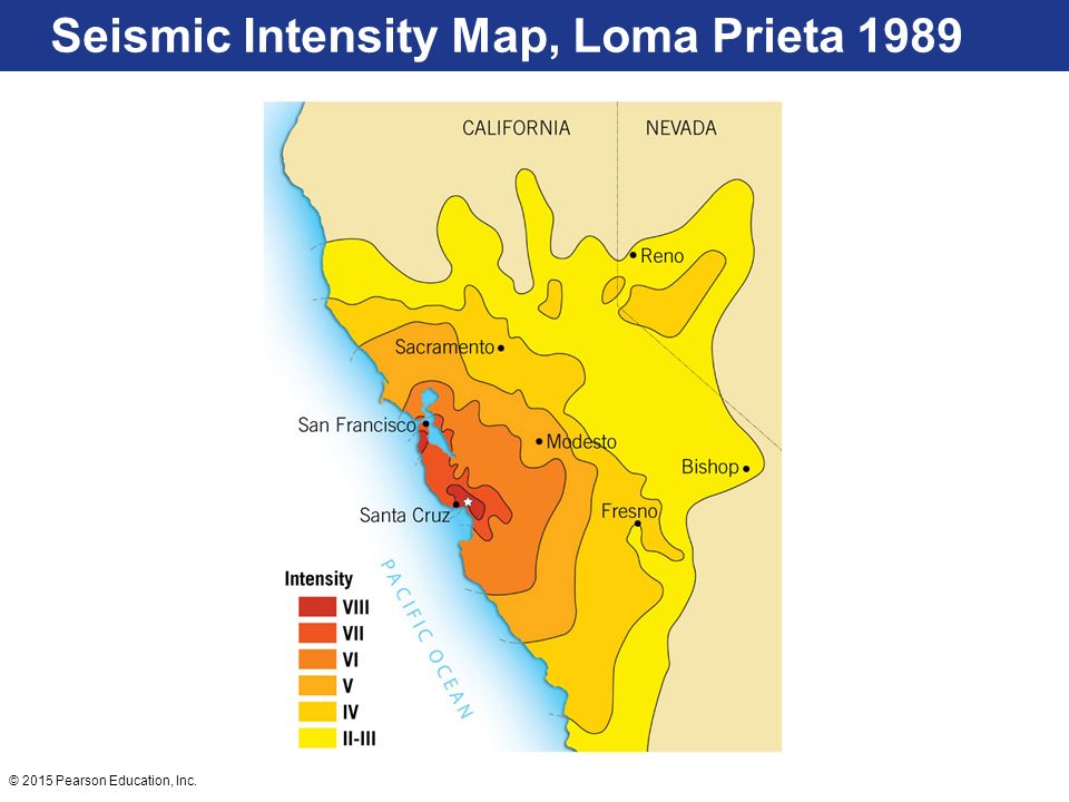 Seismic Intensity Map, Loma Prieta 1989