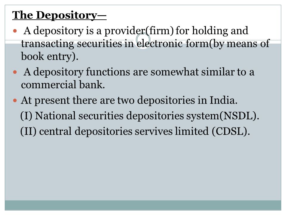 objectives of depository system