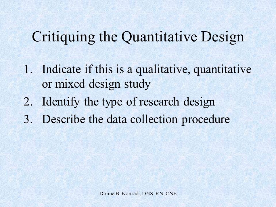 Critiquing the Quantitative Design