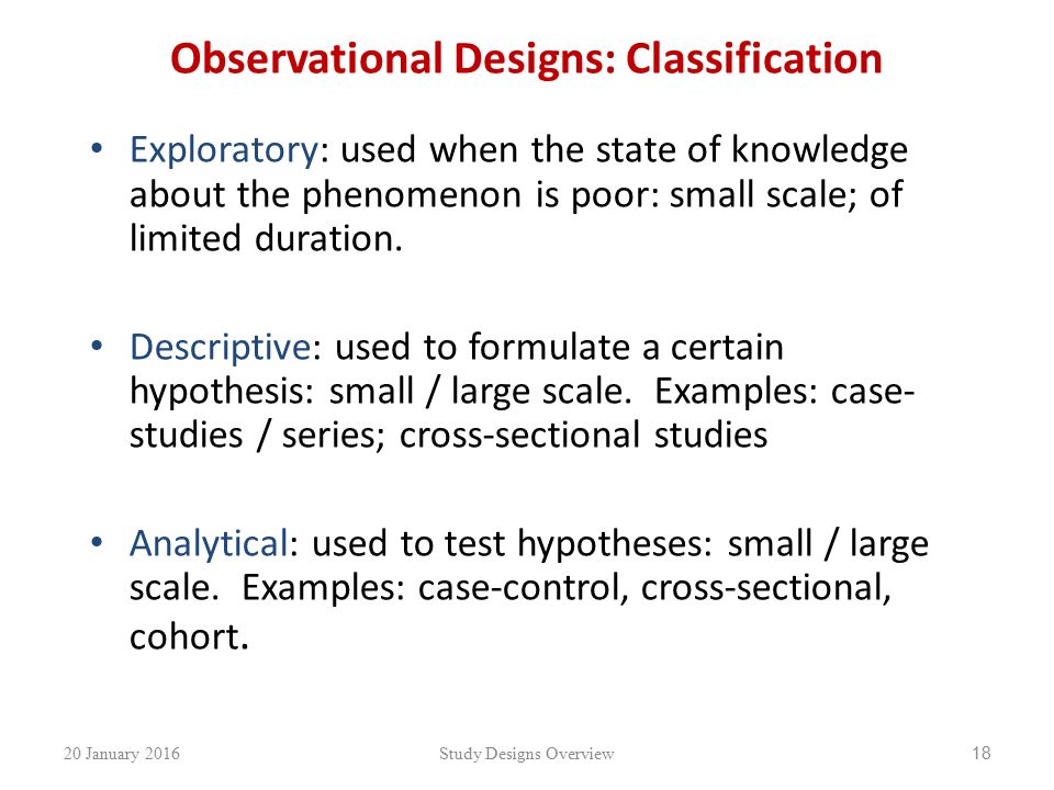 Observational Designs: Classification