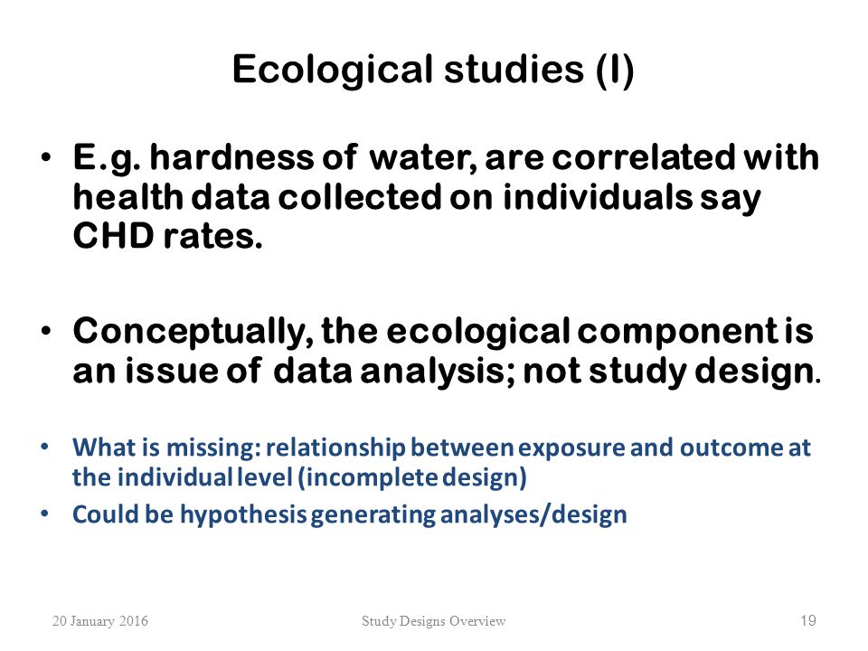 Ecological studies (I)
