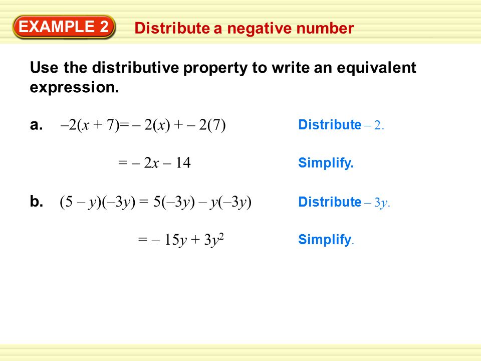 Distribute a negative number