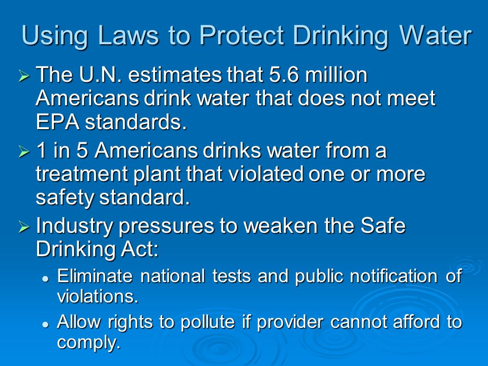 Using Laws to Protect Drinking Water