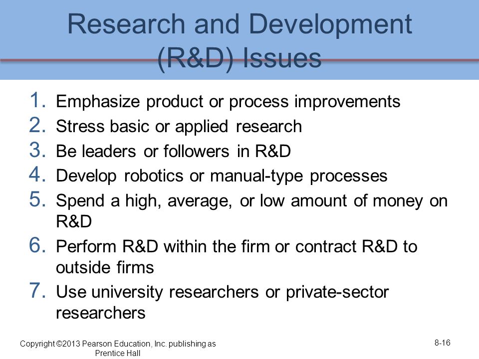Research and Development (R&D) Issues
