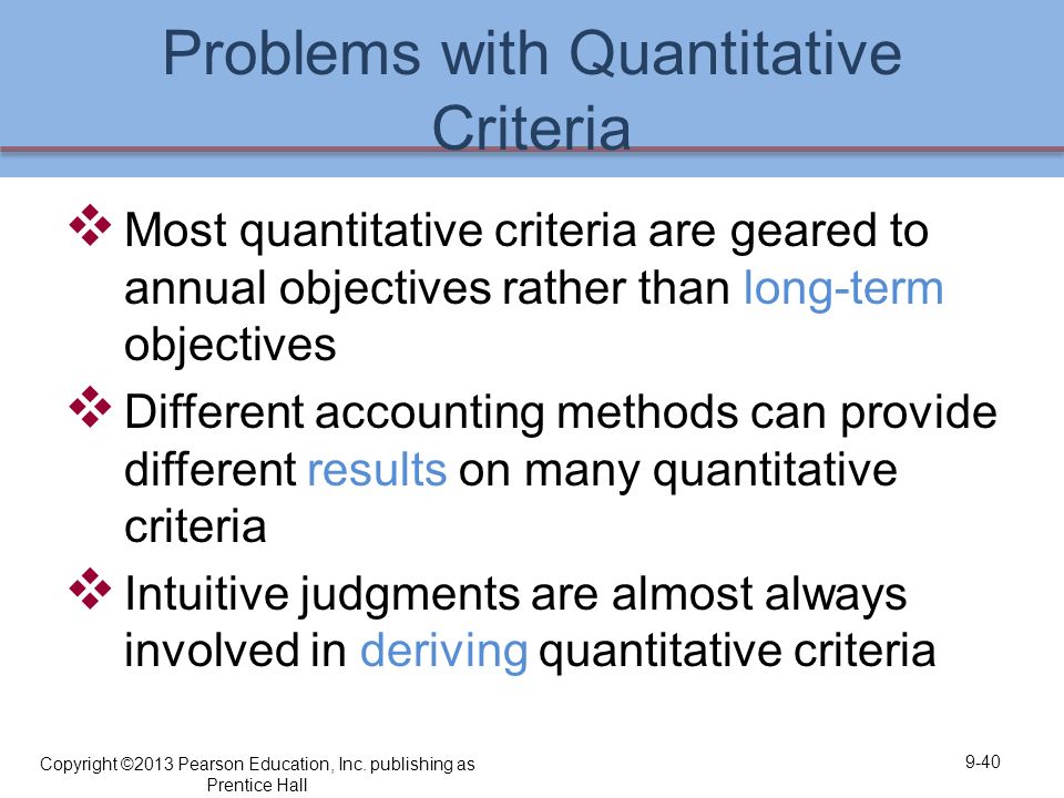 Problems with Quantitative Criteria