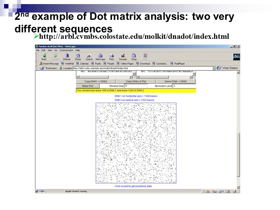 2nd example of Dot matrix analysis: two very different sequences