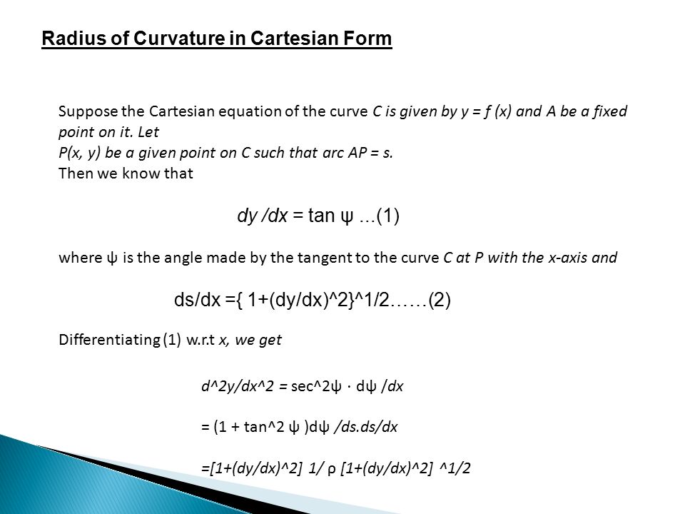 Radius of Curvature in Cartesian Form