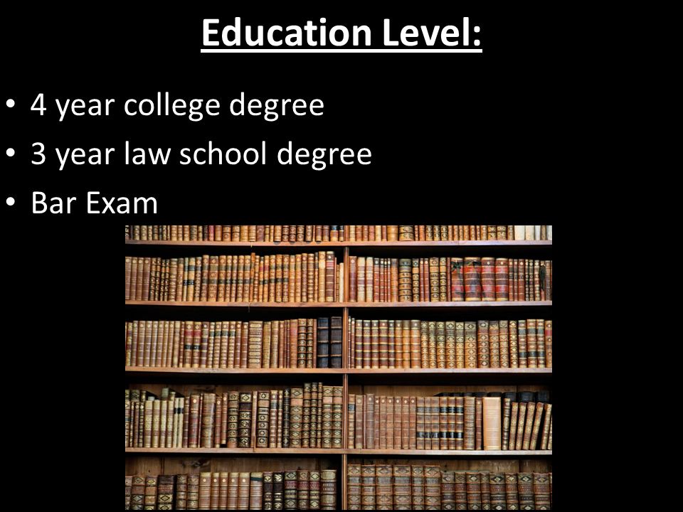 Education Level: 4 year college degree 3 year law school degree