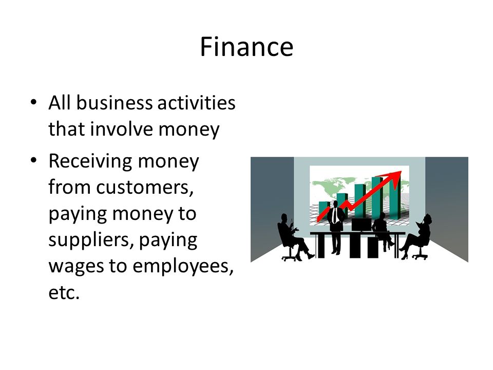 Finance All business activities that involve money